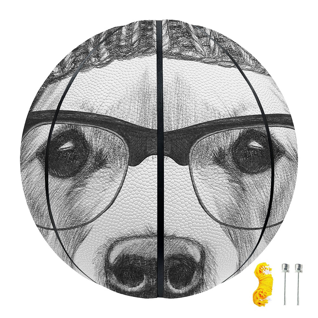 Hipster Golden Retriever Print Basketball