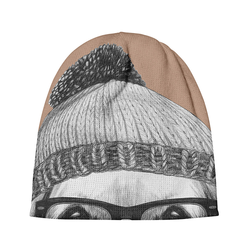 Hipster Golden Retriever Print Beanie