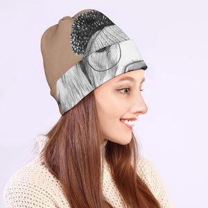 Hipster Golden Retriever Print Beanie