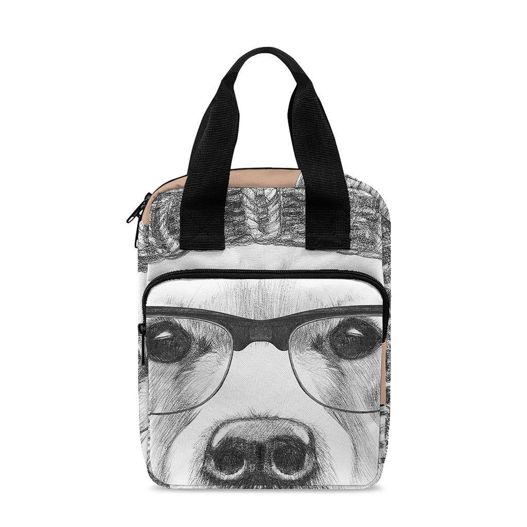 Hipster Golden Retriever Print Bible Tote Bag