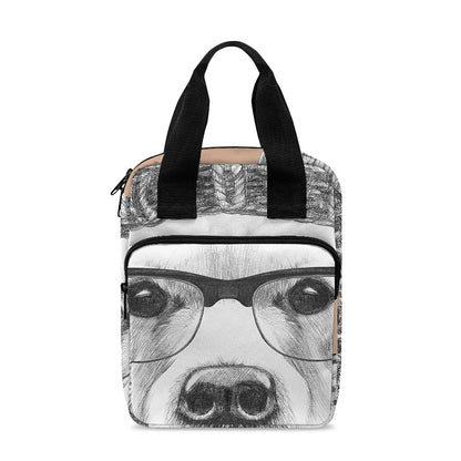 Hipster Golden Retriever Print Bible Tote Bag