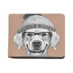 Hipster Golden Retriever Print Bifold Wallet