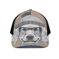 Hipster Golden Retriever Print Black Mesh Trucker Hat