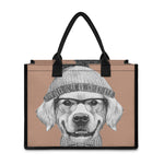 Hipster Golden Retriever Print Canvas Tote Bag