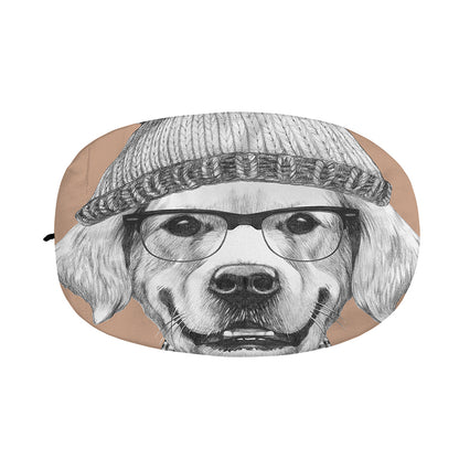 Hipster Golden Retriever Print Car Side Mirror Covers