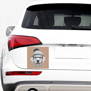 Hipster Golden Retriever Print Car Sticker