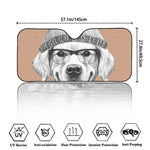 Hipster Golden Retriever Print Car Windshield Sun Shade