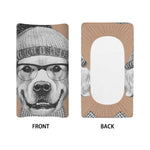 Hipster Golden Retriever Print Changing Pad Cover