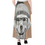 Hipster Golden Retriever Print Chiffon Maxi Skirt