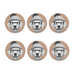 Hipster Golden Retriever Print Coaster Set