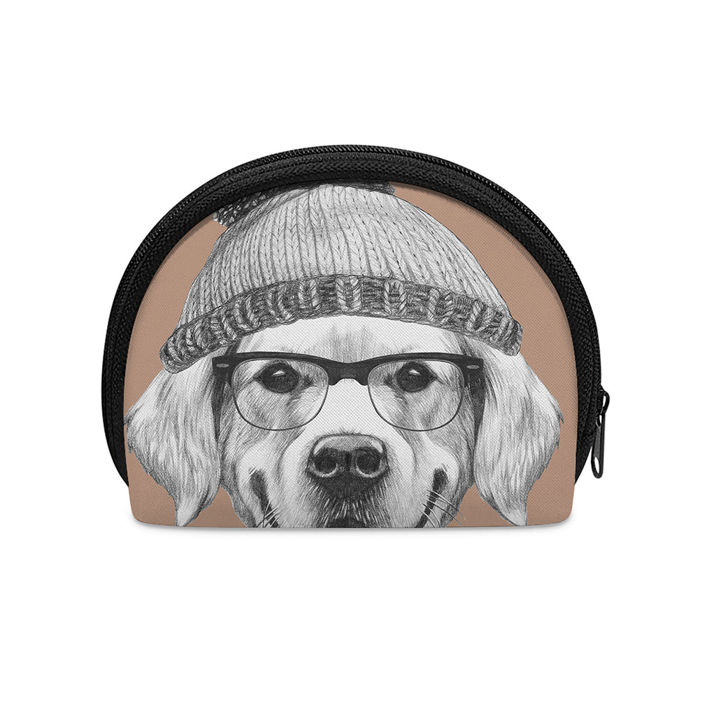 Hipster Golden Retriever Print Coin Purse
