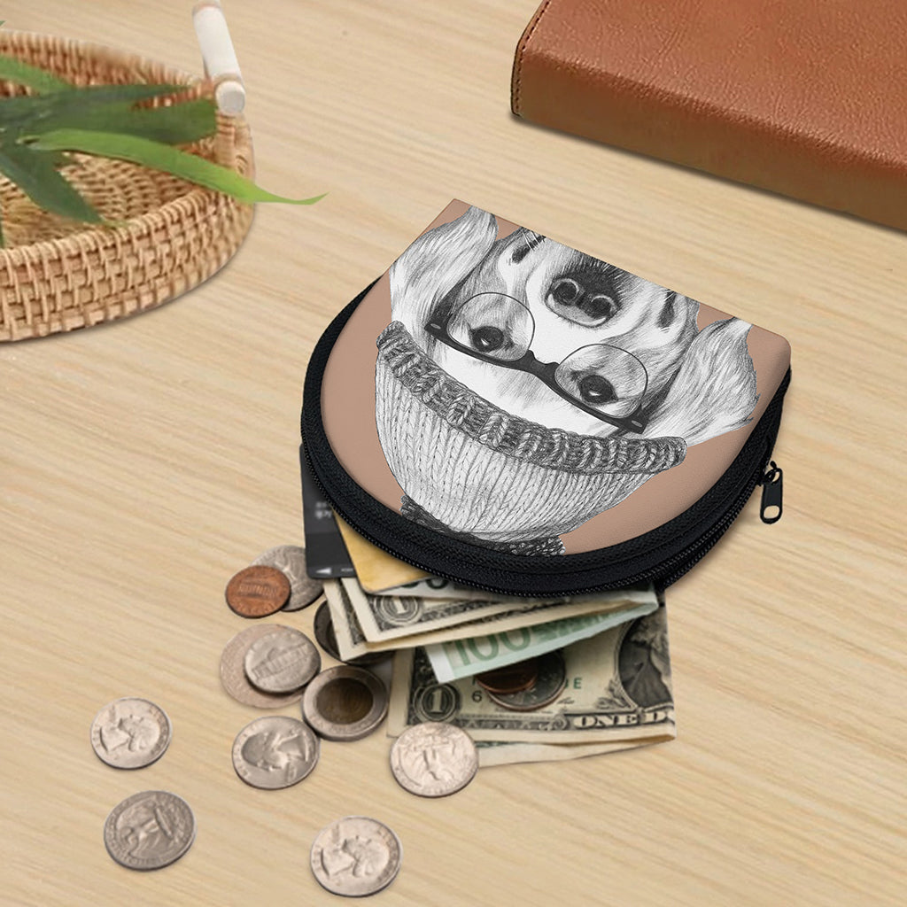 Hipster Golden Retriever Print Coin Purse