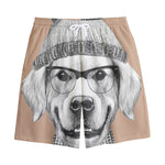 Hipster Golden Retriever Print Cotton Shorts