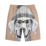 Hipster Golden Retriever Print Cotton Shorts