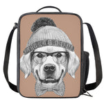 Hipster Golden Retriever Print Crossbody Lunch Bag