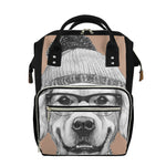 Hipster Golden Retriever Print Diaper Bag