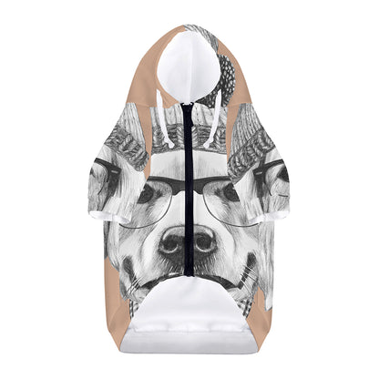 Hipster Golden Retriever Print Dog Zip Up Hoodie
