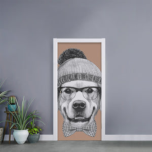 Hipster Golden Retriever Print Door Sticker