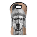 Hipster Golden Retriever Print Double Neoprene Wine Tote