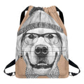 Hipster Golden Retriever Print Drawstring Backpack