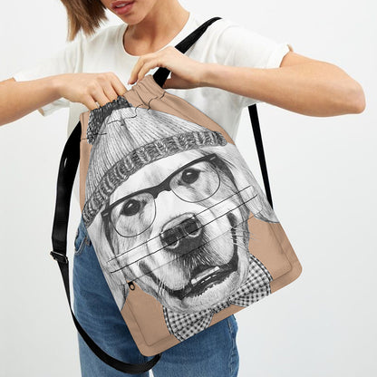 Hipster Golden Retriever Print Drawstring Backpack