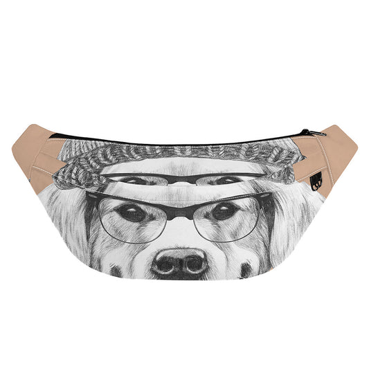 Hipster Golden Retriever Print Fanny Pack