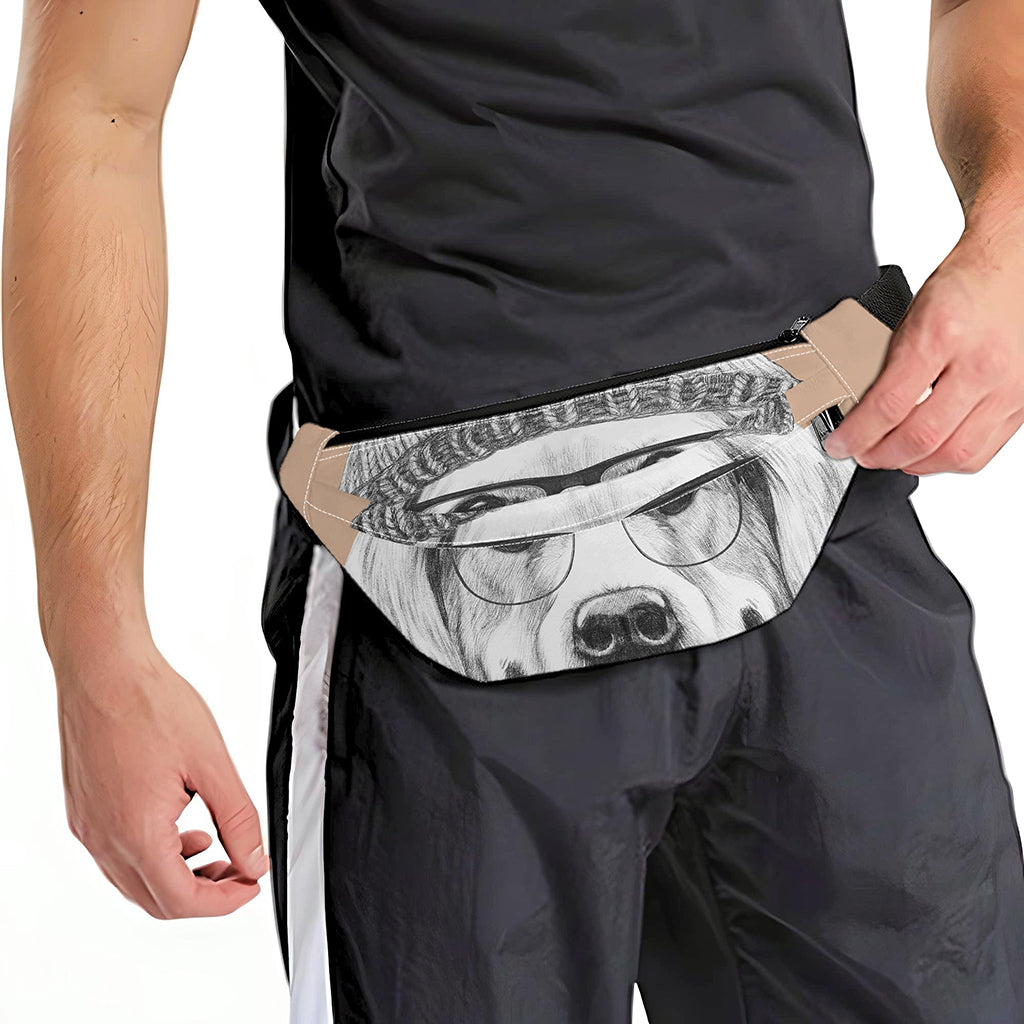 Hipster Golden Retriever Print Fanny Pack