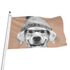 Hipster Golden Retriever Print Flag