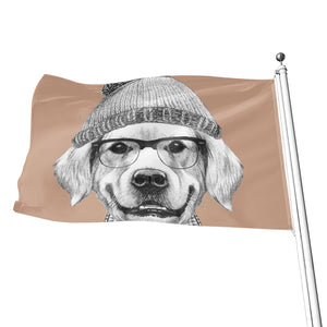 Hipster Golden Retriever Print Flag