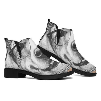 Hipster Golden Retriever Print Flat Ankle Boots