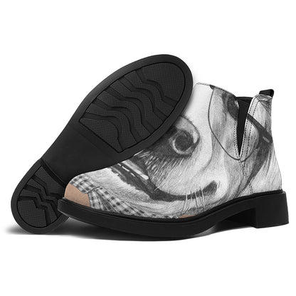 Hipster Golden Retriever Print Flat Ankle Boots