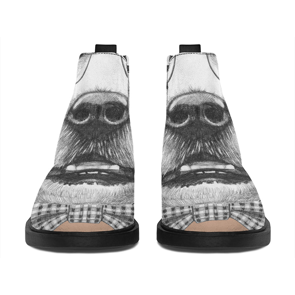 Hipster Golden Retriever Print Flat Ankle Boots