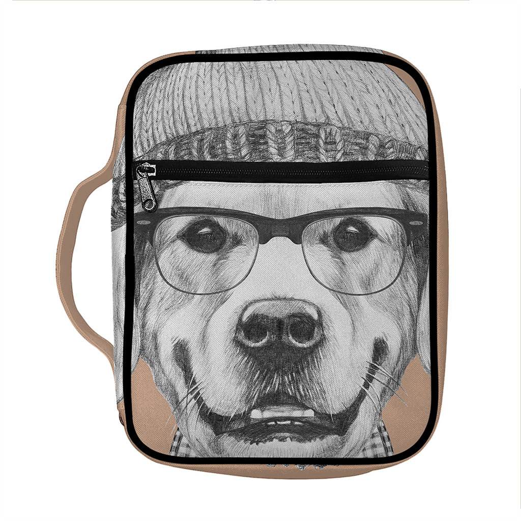 Hipster Golden Retriever Print Front Pocket Bible Bag
