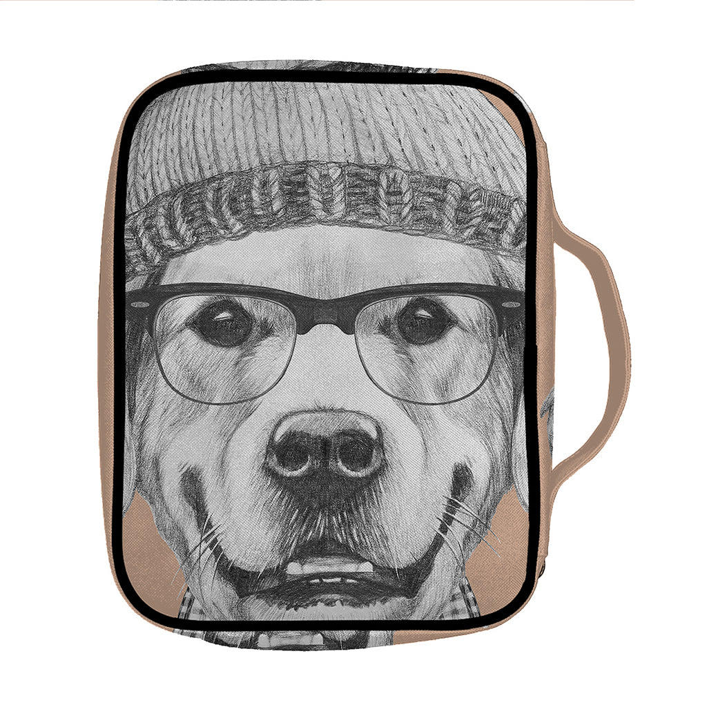 Hipster Golden Retriever Print Front Pocket Bible Bag