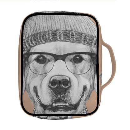 Hipster Golden Retriever Print Front Pocket Bible Bag