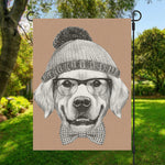 Hipster Golden Retriever Print Garden Flag