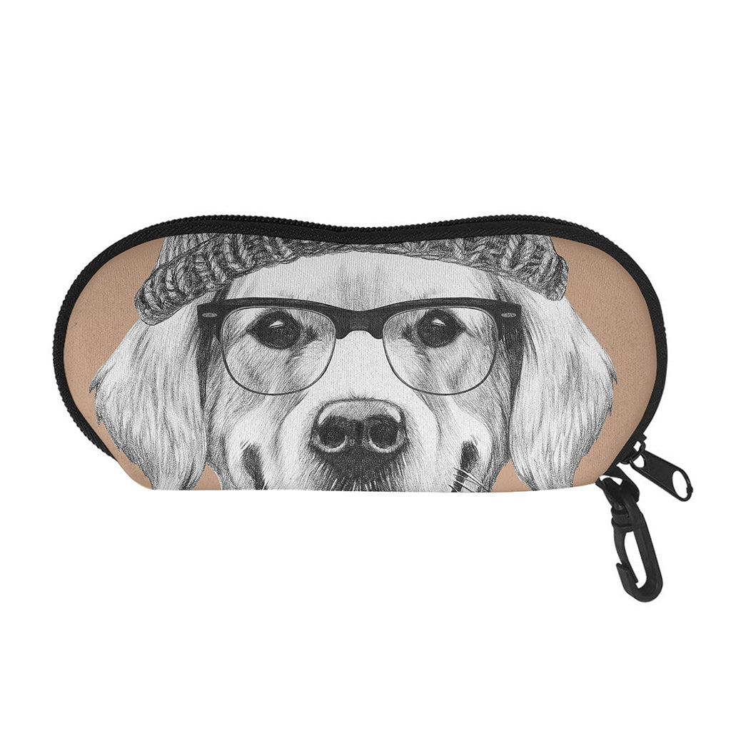Hipster Golden Retriever Print Glasses Case
