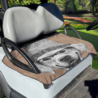 Hipster Golden Retriever Print Golf Cart Seat Cover