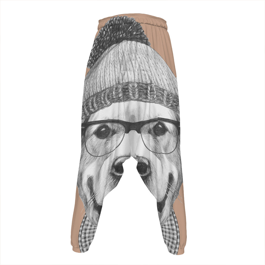 Hipster Golden Retriever Print Hammer Pants