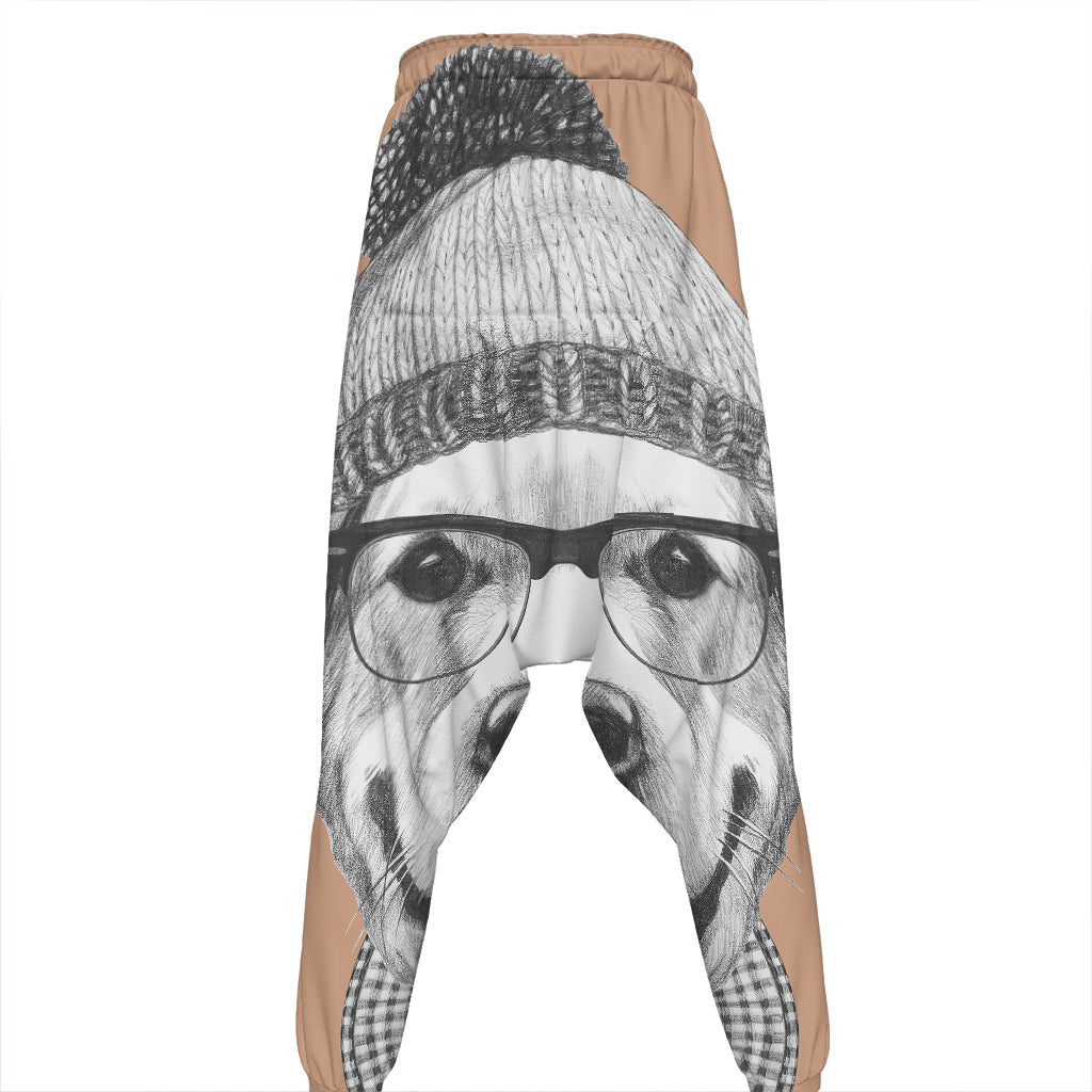 Hipster Golden Retriever Print Hammer Pants