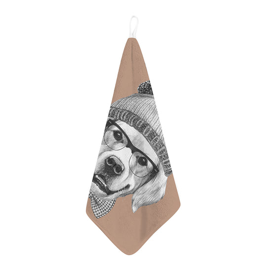 Hipster Golden Retriever Print Hand Towel