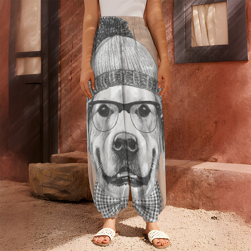 Hipster Golden Retriever Print Harem Pants