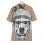 Hipster Golden Retriever Print Hawaiian Shirt