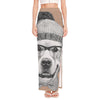 Hipster Golden Retriever Print High Slit Maxi Skirt