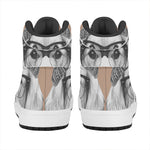 Hipster Golden Retriever Print High Top Leather Sneakers