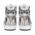 Hipster Golden Retriever Print High Top Leather Sneakers