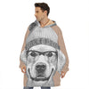 Hipster Golden Retriever Print Hoodie Blanket