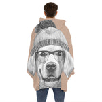 Hipster Golden Retriever Print Hoodie Blanket