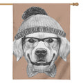 Hipster Golden Retriever Print House Flag