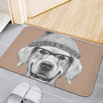 Hipster Golden Retriever Print Indoor Door Mat